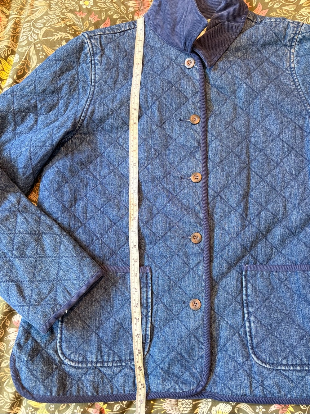 Charter Club Quilted Denim Chore Utility Jacket - Navy Blue - Printed Lining - Picture 10 of 10